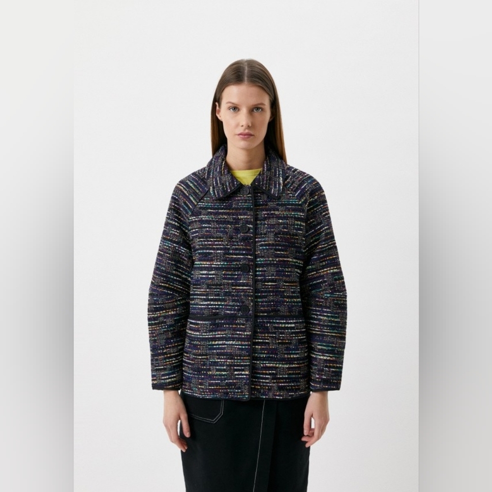 Bimba Y Lola Tweed Multicolored Work Blazer Jacket Coat size medium